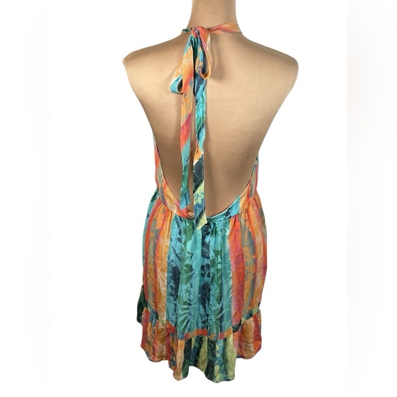 O'Neill Jennifer Dress - Multi Colored Blue and Orange Halter Sundress NWT XS - Picture 5 of 9